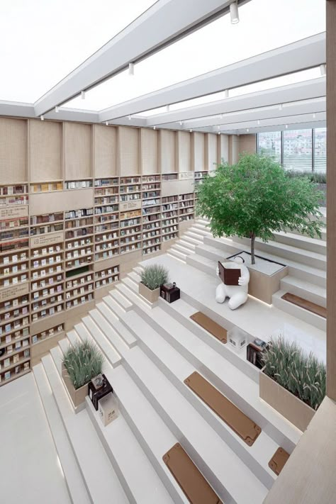 Transition Space Architecture, Library Architecture Concept, Small Lecture Hall, Library Concept Architecture, Modern Library Architecture, Japandi Library, Public Library Aesthetic, Museums Architecture, Classroom Architecture