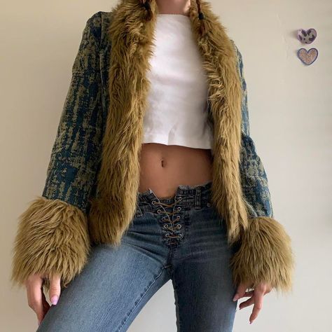 Afghan Coat Short, Denim Afghan Coat Outfit, Short Afghan Coat, Afghan Jacket Outfit, Afghan Coat, Nyc Fits, Fur Trim Coat, Ideal Wardrobe, Futuristic Style