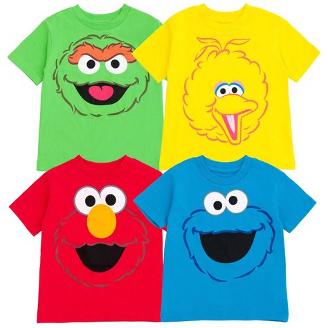 PRICES MAY VARY. Jersey, 100% Cotton Officially licensed Sesame Street infant boys short sleeve graphic tee shirt Brightly colored assortment; Rib knit crew neck collar; Awesome screen print design featuring his favorite characters including Elmo, Cookie Monster, Big Bird & Oscar the Grouch Youth fashion tees with cool character designs your child will love to wear; made from soft clothing material that is safe on children's skin Durable and long-lasting graphic tshirts with a comfortable fit an Elmo First Birthday Shirt, Elmo Birthday Party Shirt, Sesame Street Birthday Party Shirts, Sesame Street Shirts Families, Elmo Abby Shirt, Sesame Street Dress, Big Bird Sesame Street, Elmo Birthday Party Boy, Elmo Cookies