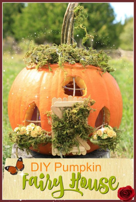 Pumpkin Fairy House, Pumpkin Fairy, Fairy House Crafts, Creative Pumpkin Carving, Pumpkin House, Lantern Ideas, Halloween Fairy, Fun Pumpkins, Autumn Activities For Kids