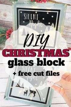 Christmas Lanterns Cricut, Painting Glass Blocks, Cricut Glass Blocks Vinyl Projects, Diy Glass Blocks With Lights Vinyls, Christmas Glass Blocks Diy, Glass Block Cricut Ideas, Glass Block Christmas Crafts, Cricut Glass Blocks, Christmas Glass Blocks With Lights