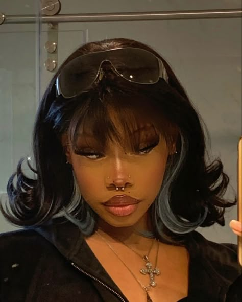 Black Girl with Septum Y2k Hair, Y2k Hairstyles, Short Hair Black, Girls Natural Hairstyles, Natural Hair Styles Easy, Hair Styles For Women, Hair Reference, Baddie Hairstyles, Pretty Ppl