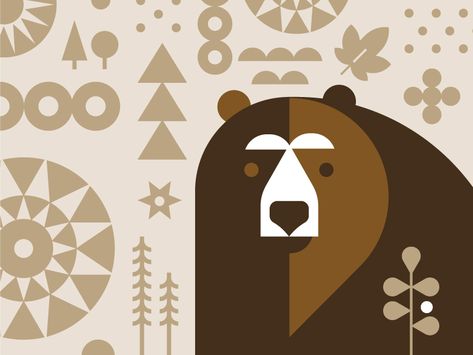 Bear Graphic Design, Bear Vector Illustration, Happy Bear, Geometric Nature, Chocolate Company, Bear Illustration, Sunflower Tattoo Design, Bear Graphic, Animal Illustrations