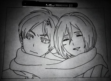 Eren X Mikasa Drawing, Eren And Mikasa Drawing, Eren Drawing Easy, Titan Tattoo, Attack On Titan Tattoo, Eren And Mikasa, Attack On Titan Eren, Pencil Sketches, Cute Simple Wallpapers