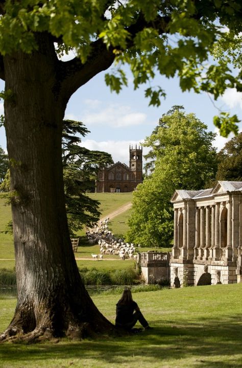 the Palladian Bridge and Gothic Temple at Stowe Landscape Gardens, Buckinghamshire. photo credit: ©National Trust Images/John Millar Isekai Aesthetic, English Landscaping, Stowe School, Gothic Temple, Stowe Gardens, Trust Images, Stowe House, Sacred Garden, Garden Park