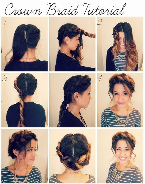 Braids Crown, Braid Crown Tutorial, Crown Tutorial, Braid Crown, Braided Crown Hairstyles, French Braid Hairstyles, Cute Braided Hairstyles, Peinados Fáciles Para Cabello Corto, Braid Tutorial