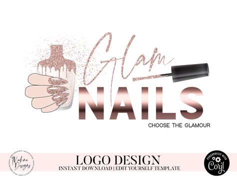 Nail Logo Design Ideas, Nail Logos Ideas, Nail Tech Logo, Nails Logo, Logo Nail, Salon Logo Design, Eyelash Logo, Nail Salon Decor, Tech Logo