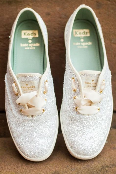 Chic and Comfy Flat Wedding Shoes for 2019 Kate Spade Glitter Keds, Kate Spade Wedding Shoes, Kate Spade Wedding, Sparkly Wedding Shoes, Kate Spade Keds, 일본 패션, Sparkly Wedding, Comfy Flats, Wedding Shoes Flats