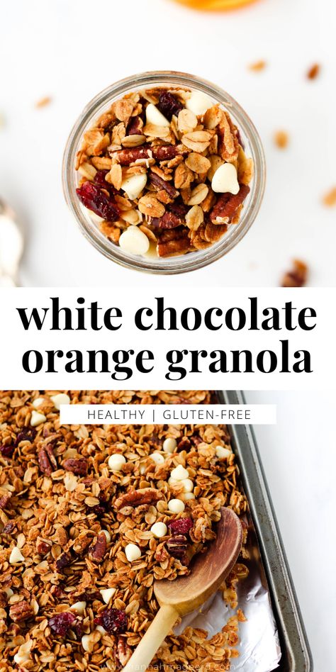 Golo Granola Recipe, Homemade Cereal Recipe, Granola Flavors, White Chocolate Granola, Granola Ideas, Cereal Mixes, Healthy White Chocolate, Gingerbread Granola Recipe, Orange Granola