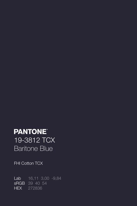 PANTONE 19-3812 TCX Baritone Blue Color Code Black Pantone, Pantone Black, Navy Color Palette, Pantone Swatches, Maritime Blue, Pantone Palette, Pantone Colour Palettes, Hex Color Palette, Winter Color Palette