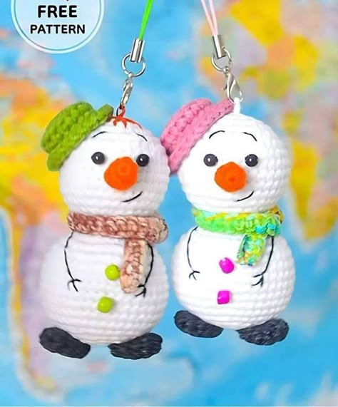 free crochet patterns tutorials | Free Crochet Snowman Keychain Pattern | Facebook Mini Snowman Crochet Patterns Free, Crochet Snowman Keychain, Crochet Christmas Keychain Pattern Free, Snowman Keychains, Snowman Keychain, Table Gifts, Keychain Patterns, Bookmark Pattern, Crochet Bookmark Pattern