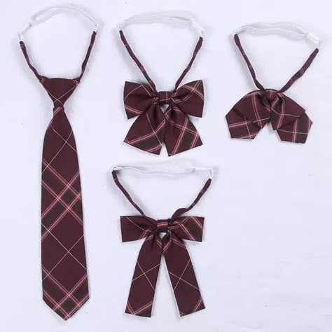 School Tie Uniform, Bowtie Outfit, Plaid Uniform, Choir Uniforms, Tie Drawing, Types Of Ties, School Ties, Japanese Uniform, Uniform Skirt