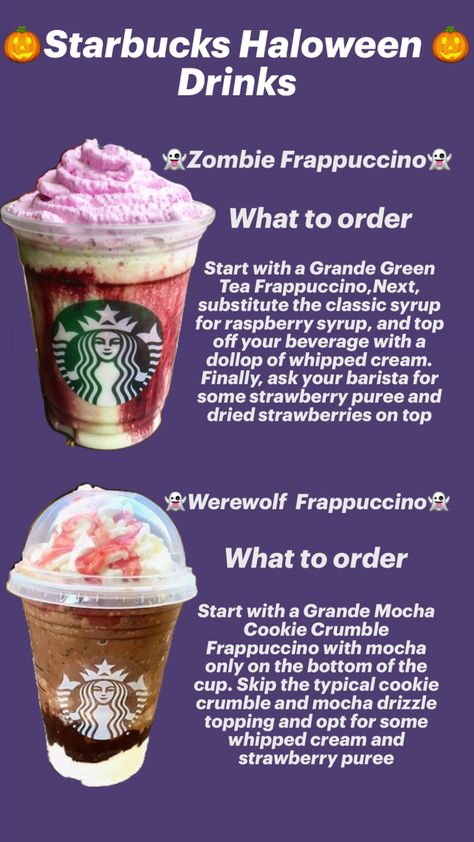 Should I do more?? Secret Menu Starbucks, Starbucks Halloween Drinks, Heathy Drinks, Menu Starbucks, Starbucks Drink Menu, Halloween Starbucks, Starbucks Holiday Drinks, Starbucks Secret Menu Recipes, Fun Drink Recipe