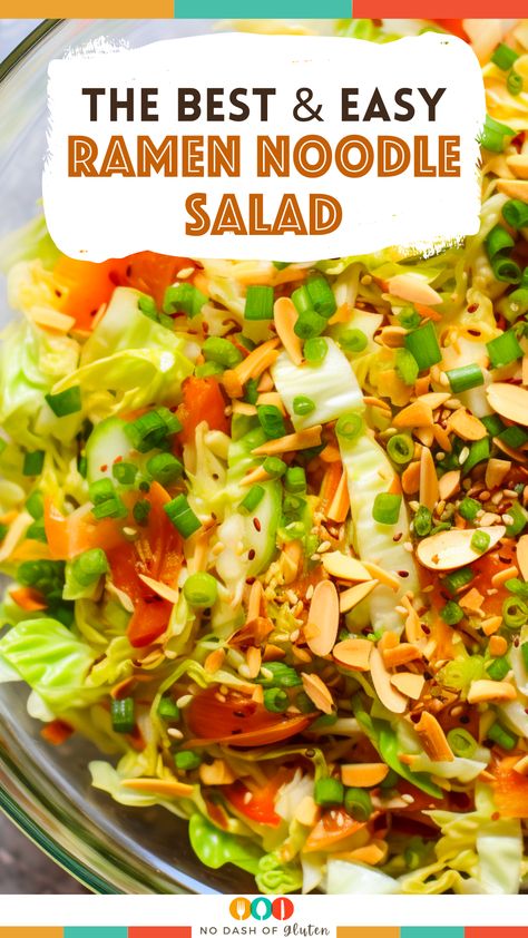 Easy Ramen Noodle Salad Recipes, Ramen Cabbage Salad Recipes, Napa Salad With Ramen Noodles, Napa Cabbage Salad With Ramen Noodles, Ramen Noodle Salad Dressing, Orential Salad With Ramen, Ramon Noodles Salad, Roman Noodle Salad, Ramen Noodle Salad Easy