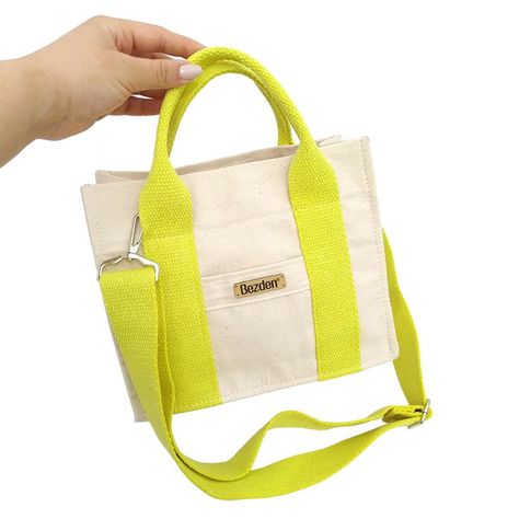 Canvas Bag Design, Neon Bag, Tote Bags Sewing, Cotton Canvas Fabric, Back Bag, Mini Tote Bag, Eco Bag, Mini Canvas, Mini Tote