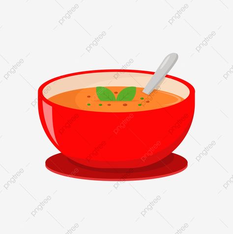 Soup Bowl Illustration, Soup Cartoon, Soup Drawing, Soup Illustration, Spoon Drawing, Cooking Png, Vegetable Cartoon, Sweet Soup, Red Bowl