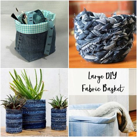 20 DIY Denim Basket Ideas Step by Step Instruction - Susie Harris Denim Basket, Fabric Shears, Denim Scraps, Diy Denim, Diy Basket, Recycled Projects, Denim Crafts, Fabric Scissors, Denim Diy