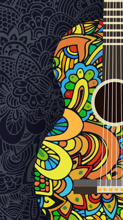 by Fondos Afrique Art, Iphone Wallpaper Hipster, Guitar Painting, Graffiti Wallpaper, Pop Art Wallpaper, Music Artwork, Musical Art, Guitar Art, Iphone Wallpaper Vintage