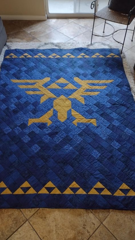 Finished my first quilt!! Made it in my free time as a grad student over the past month. Legend of Zelda theme for my little brother : r/quilting Zelda Quilt Pattern, Zelda Quilt, Zelda Pattern, Zelda Diy, First Quilt, My Free Time, Grad Student, Diy Quilt, Little Brother