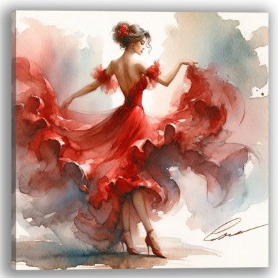 Elegant Paintings, Square Canvas Painting, Movement Painting, Flamenco Art, Sicilian Art, Dancer Wall Art, Movement Art, Dancer Art, Dancing Woman