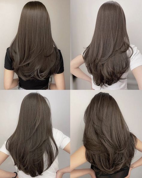 Unstyled Layered Hair Long, Hair Color For Asian Women, Back To Brunette, Korean Long Hair, Hairstyle Reference, Hair Color Asian, Subtle Layers, Soft Layer, Hair Goal