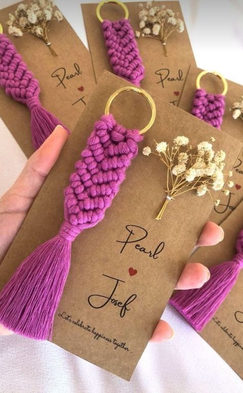 Crochet Wedding Gift, Boho Wedding Gifts, Macrame Thread, Macrame Wedding, Macrame Keychain, Crochet Wedding, Unique Favors, Fancy Earrings, Macrame Patterns Tutorials