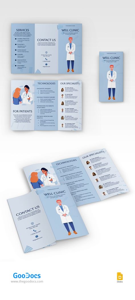 Medical Trifold Brochure Trifold Poster Board Ideas Medical, Healthcare Brochure Design, Medicine Brochure Design, Medical Leaflet Design, Medical Brochure Design Layout, Painter Business Card, Medical Trifold Brochure Design, Restaurant Brochures, Dental Business Cards