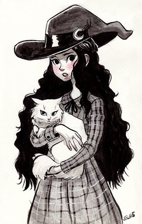 Witch Drawing, Seni Dan Kraf, Model Sheet, Hair 2018, Modern Witch, Halloween Drawings, Arte Sketchbook, Witch Art, Witch Aesthetic