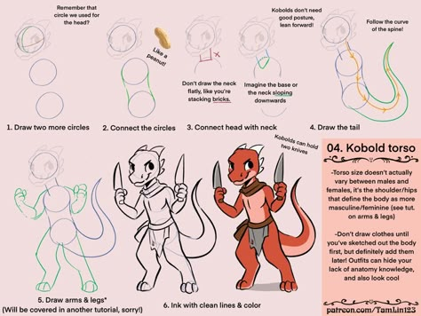 Kobold Tutorial, Anthro Reference, Charity Art, Cool Creatures, Monster Animal, Dragon Sketch, Dragon Drawing, Anatomy Art, Art Tutorial