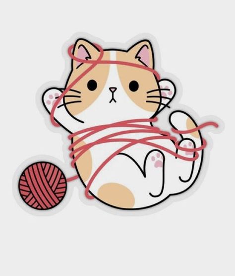 Cat Plays with Yarn Sticker #sticker Stickers #stickers freesticker #freesticker freestickers #freestickers free download sticker #freedownloadsticker 13.188 Cat Knitting Illustration, Cat Playing With Yarn Illustration, Cat And Yarn Drawing, Cat Yarn Illustration, Cat With Yarn Drawing, Cat Playing With Yarn Drawing, Yarn Drawing, Crochet Drawing, Cat Playing With Yarn