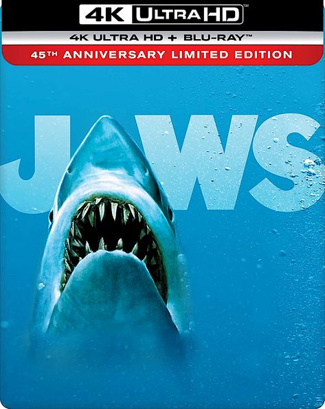 Birthday 27, Jaws Movie, Blu Ray Collection, 45th Anniversary, Steven Spielberg, Cover Artwork, Blu Ray Discs, Film Posters, Classic Movies