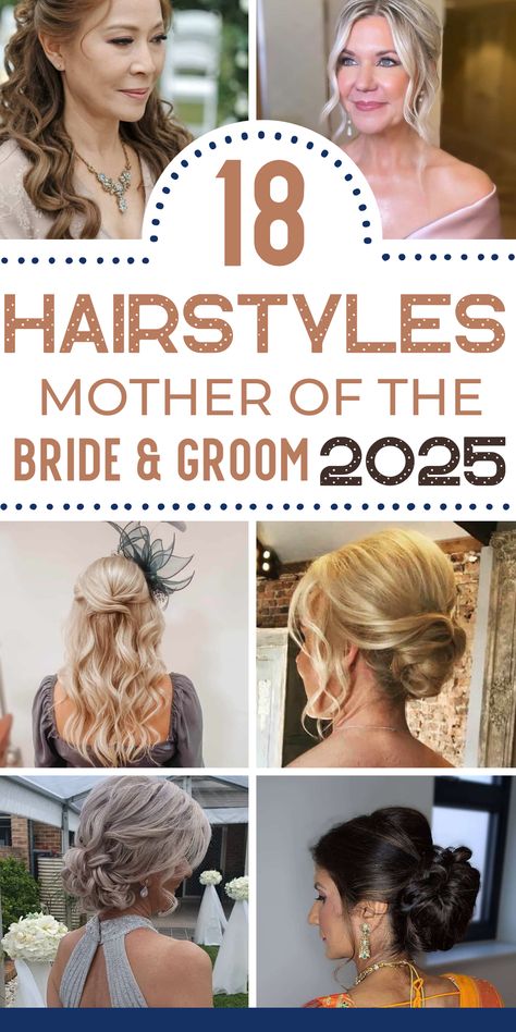 Explore 18 stunning mother of the bride hairstyle ideas for 2025! From elegant low buns to trendy half-up half-down styles, find inspiration for all hair lengths and types. Whether you want soft curls, sleek updos, or natural waves, this guide has looks perfect for weddings. Includes ideas for short hair, fine hair, and tutorials for DIY glamour. Mother of the bride hairstyles, wedding hair ideas, mother of the groom hair inspiration. Short Hair Wedding Styles Mother Of The Groom, Other Of The Bride Hairstyles, Mother Of The Groom Hair Short, Short Mother Of The Bride Hairstyles, Mother Of The Bride Hair Dos, Curly Hair Mother Of The Bride, Mother In Law Wedding Hairstyles, Mother In Law Hair For Wedding, Wedding Hairstyles For Mom Of Groom