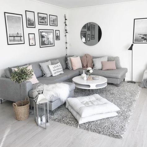 Modern white and grey living room Modern Grey Living Room, Grey Living Room, Dark Living Rooms, Living Room Decor Gray, Small Apartment Living Room, Living Room Decor Apartment, Living Room Inspo, Living Room Grey, A Living Room