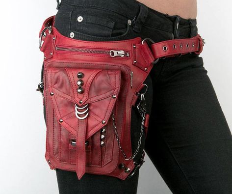 Mundo Hippie, Thigh Bag, Thigh Holster, Holster Bag, Red Leather Bag, Leg Straps, Custom Strap, Everyday Purse, Estilo Hippie