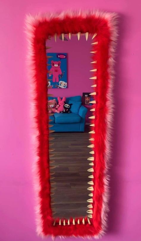 Monster Mirror Diy, Cool Weird Room Decor, Tacky House Decor, Odd Home Decor, Cursed Decor, Wacky House Decor, Strange Home Decor, Weird Room Decor Vintage, Wacky Home Decor