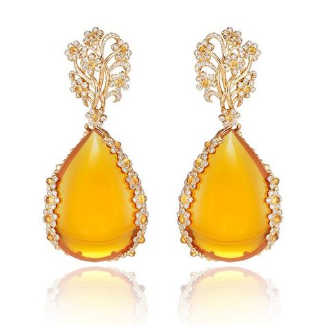 Red Carpet Earrings, Chopard Earrings, Red Carpet Jewelry, Chopard Jewelry, Fire Opal Earrings, Fire Opals, Yellow Stone, Opal Earrings, Mellow Yellow