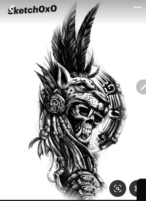 Wolf Tattoo Traditional, Simple Unique Tattoos, Calf Tattoo Ideas, Aztec Warrior Tattoo, Aztec Tattoos Sleeve, Native American Tattoo Designs, Full Chest Tattoos, Mayan Tattoos, Aztec Tattoos