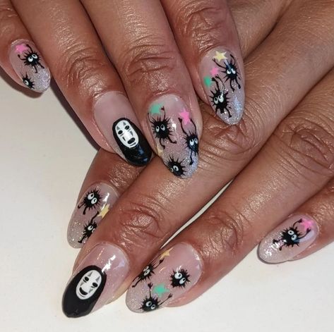 Soot Spirit, Spirit Nails, Colourful Acrylic Nails, Horror Nails, Witch Nails, Anime Nails, Cake Face, Cute Acrylic Nail Designs, Nail Art Designs Videos