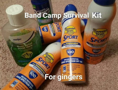 Band Camp Survival Kit for Gingers Marching Band Survival Kit, Band Camp Survival Kit, Camp Survival Kit, Burn Blister, 2023 Ideas, Marching Bands, Marching Band Humor, Rv Camping Tips, Band Jokes