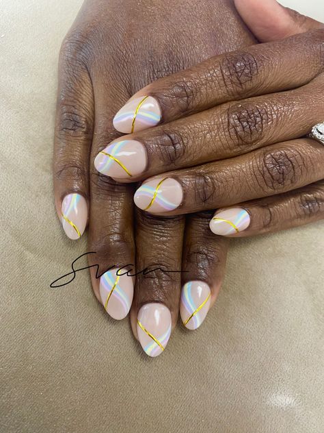 #apres #gelx #gelpolish #short #almond #nails #nailart #pastel #art #abstract #rainbow #gold #aesthetic #gelnails #naildesign #design #spring #summer #lavender #mint #blue #pink #yellow Pastel Art Abstract, Nailart Pastel, Abstract Nail Designs, Summer Lavender, Short Almond Nails, Short Almond, Gold Aesthetic, Mint Blue, Pastel Art