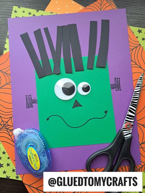 Easy Halloween Crafts Toddlers, Preschool Monster Art, Preschool Halloween Crafts Art Projects, Monster Art Preschool, Bat Activity Preschool, Halloween Craft Prek, Halloween Craft For Prek, Halloween Art For Kids Preschool, October Projects For Kids