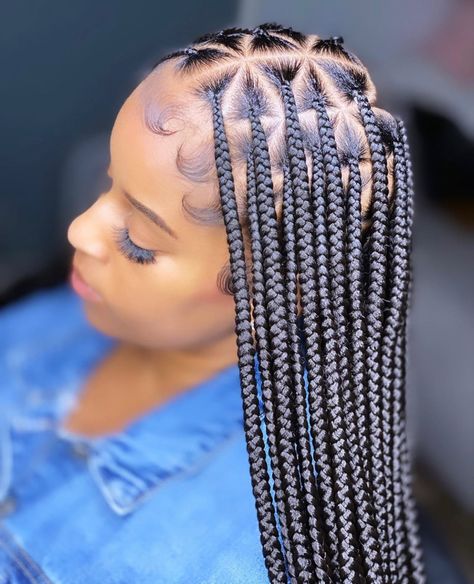 30 Knotless Braids, Birthday Braids, Knotless Braids Hairstyles, Bantu Knot Hairstyles, Medium Knotless, Triangle Braids, Triangle Box Braids, Braids Knotless, Natural Hair Woman