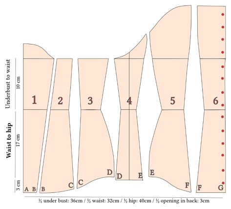 Corset Pattern Underbust, Pattern Corset, Bustier Pattern, Diy Corset, Projek Menjahit, Corset Sewing Pattern, Corset Pattern, Corset Fashion, Underbust Corset