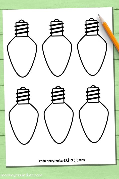 Cute Christmas Light Templates (Free Printable!) Christmas Bulb Template Free Printable, Christmas Light Svg Free, Christmas Light Bulb Name Craft, Printable Christmas Tree Ornaments, Printable Christmas Lights, Christmas Light Art For Kids, Christmas Light Printable, Christmas Light Printable Template, Christmas Light Bulb Template