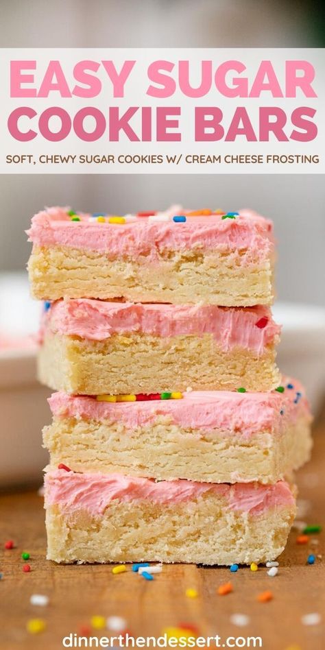 Easy Sugar Cookie Bars, Sugar Cookie Bar, Cookies Sprinkles, Sugar Cookie Bar Recipe, Dessert Cookies, Chewy Sugar Cookies, Sugar Cookie Bars, Dessert Bar Recipe, Cookie Bar