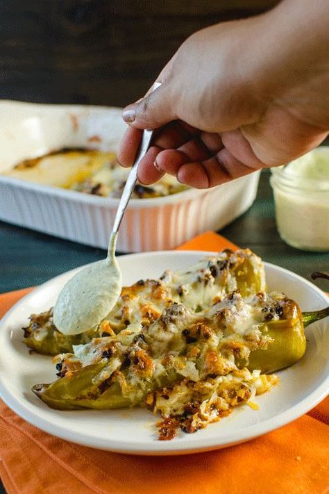 Spiced Pork Stuffed Hatch Chile - Spicy, smoky, a little sweet, a lot succulent. Incredibly delicious and super easy to make! Great way to use up hatch chiles, and if you don't have access to those, simply substitute with anaheim, poblano or even green bell peppers. This is comfort food with some amazing Mexican flavors that your whole family will love! Relleno Recipes, Hatch Green Chile Recipes, Hatch Green Chili Recipe, Hatch Chili Recipes, Hatch Peppers, Hatch Chile Recipes, Hatch Green Chili, Hatch Chiles, Green Chile Recipes