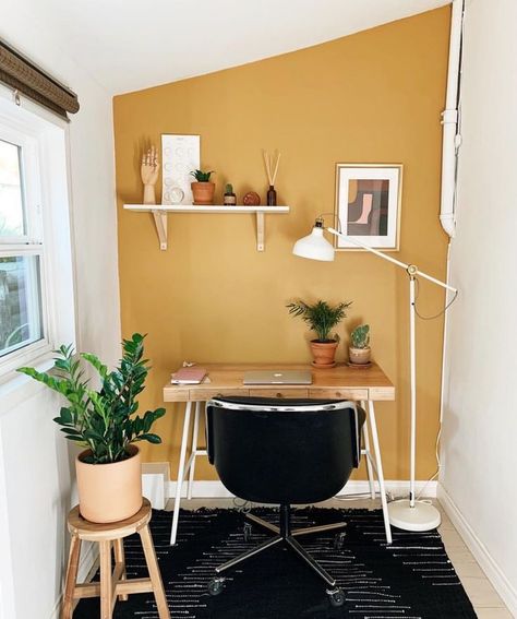 Yellow Paint Color, Colours That Go With Grey, Warm Grey Paint Colors, Yellow Accent Walls, Warm Gray Paint, Yellow Office, Charcoal Walls, Yellow Paint Colors, Dark Grey Walls