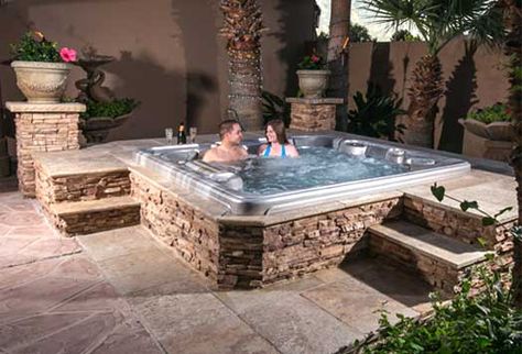 Inground Hot Tub, Inground Spa, Spa Portable, Backyard Spa, Hot Tub Landscaping, Luxury Hot Tubs, Hot Tub Surround, Hot Tub Designs, Hot Tub Patio