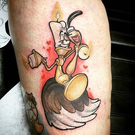 Lumiere tattoo . Lumiere Tattoo Disney, Lumiere Tattoo, Body Journal, Disney Inspired Tattoos, Beast Tattoo, Disney Sleeve Tattoos, Beauty And The Beast Tattoo, Face Tats, Culture Tattoos