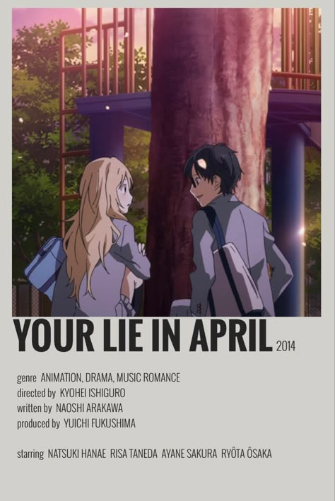 Anime Movie Poster, Shojo Anime, Anime Suggestions, Film Posters Minimalist, Film Anime, Animes To Watch, Your Lie In April, Poster Anime, Anime Printables